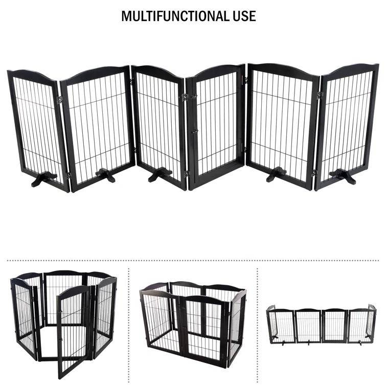 Petmaker PETMAKER Pet Gate - 6-Panel Indoor Folding Dog Fence for Stairs or Doorways - 132.5x31.5-Inch Freestanding Play Pen with Support Feet