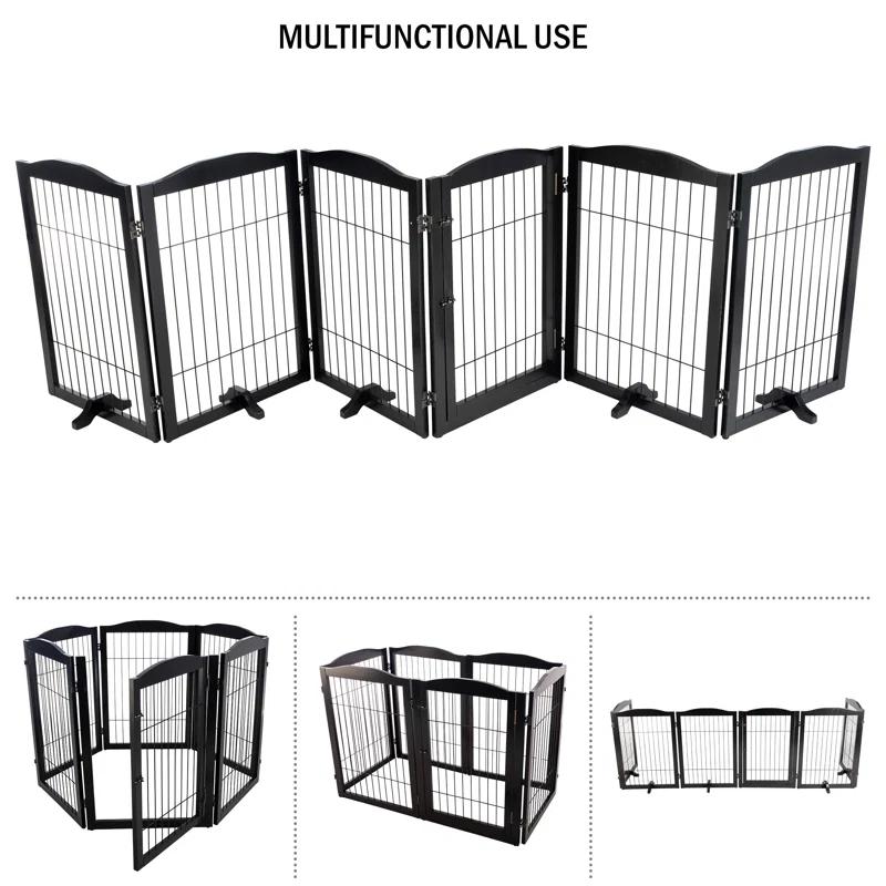 PETMAKER Pet Gate - 6-Panel Indoor Folding Dog Fence for Stairs or Doorways - 132.5x31.5-Inch Freestanding Play Pen with Support Feet