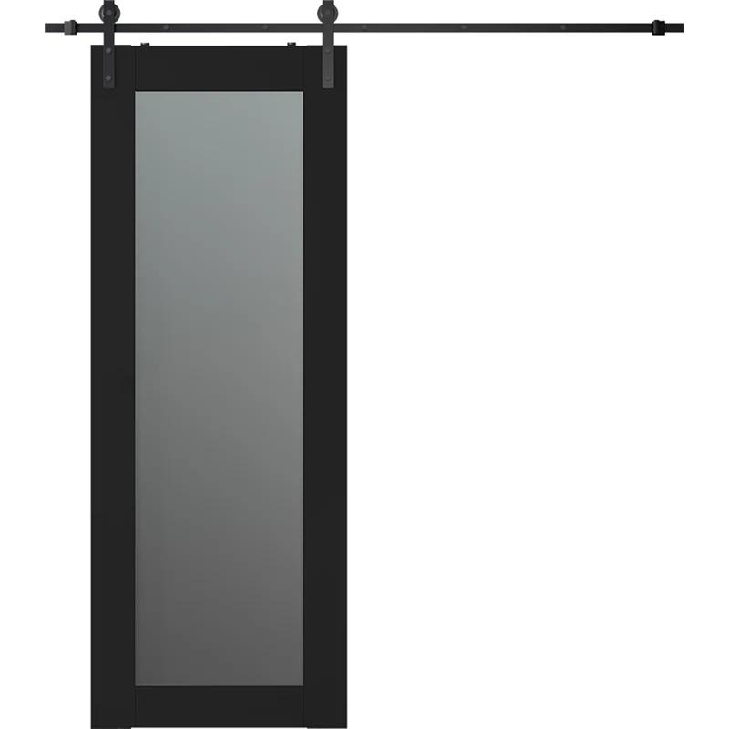 Belldinni Avon 207 Solid Manufactured Wood and Glass Paneled Barn Door with Installation Hardware Kit