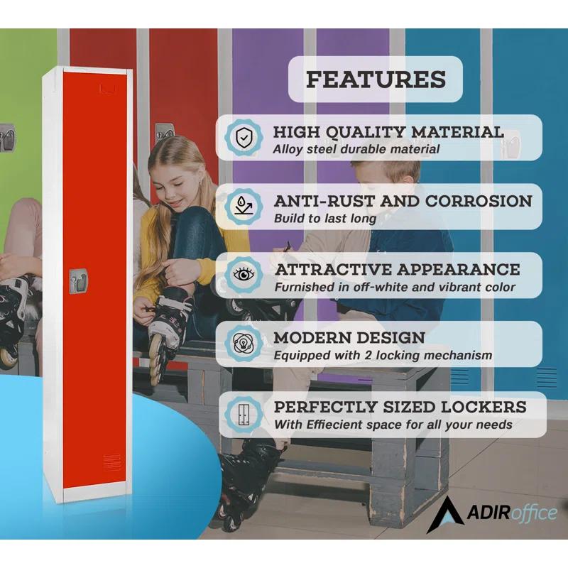 AdirOffice 12'' Wide Steel 1-Tier School and Gym Locker