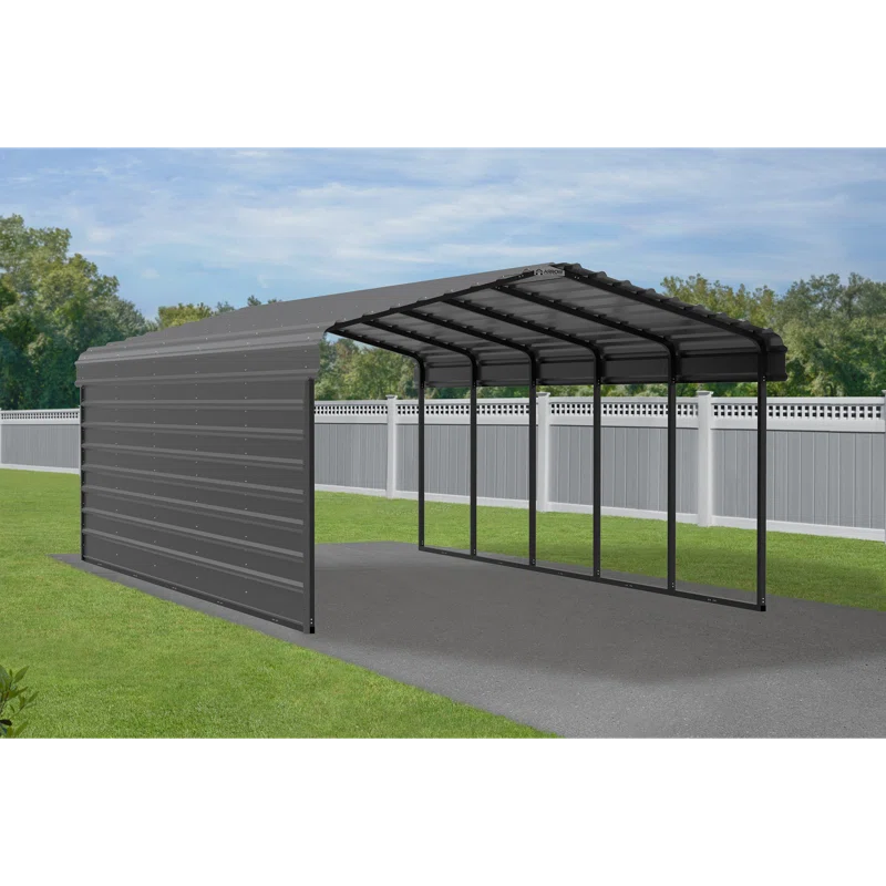 Arrow Arrow Steel Carport with 1 Side Wall Kit, 12X24X07