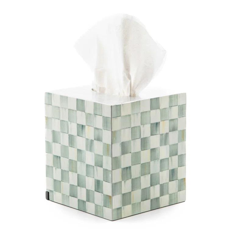 MacKenzie-Childs Sterling Check® Lacquer Boutique Tissue Box Cover