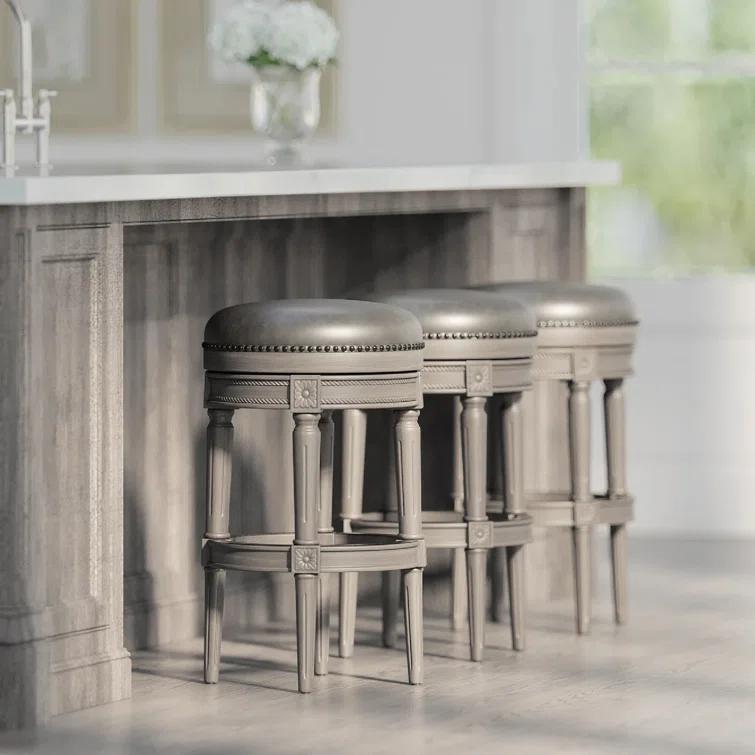 Maven Lane Maven Lane Pullman Backless Bar Stool with Vegan Leather Upholstery