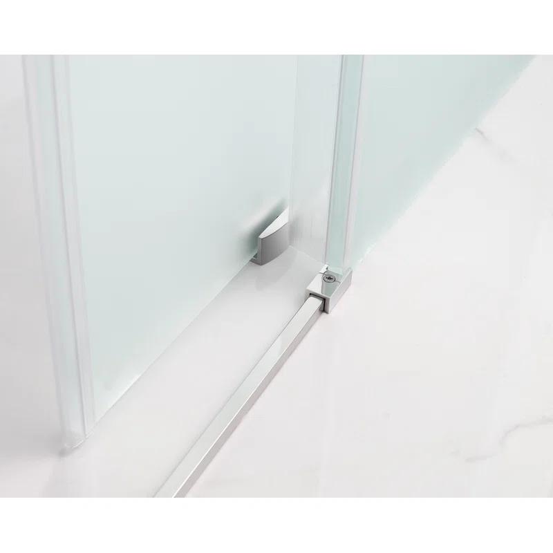Langham XL 68" - 72" W x 32" D x 80" H Frameless Rectangle Sliding Shower Enclosure, Frosted Glass
