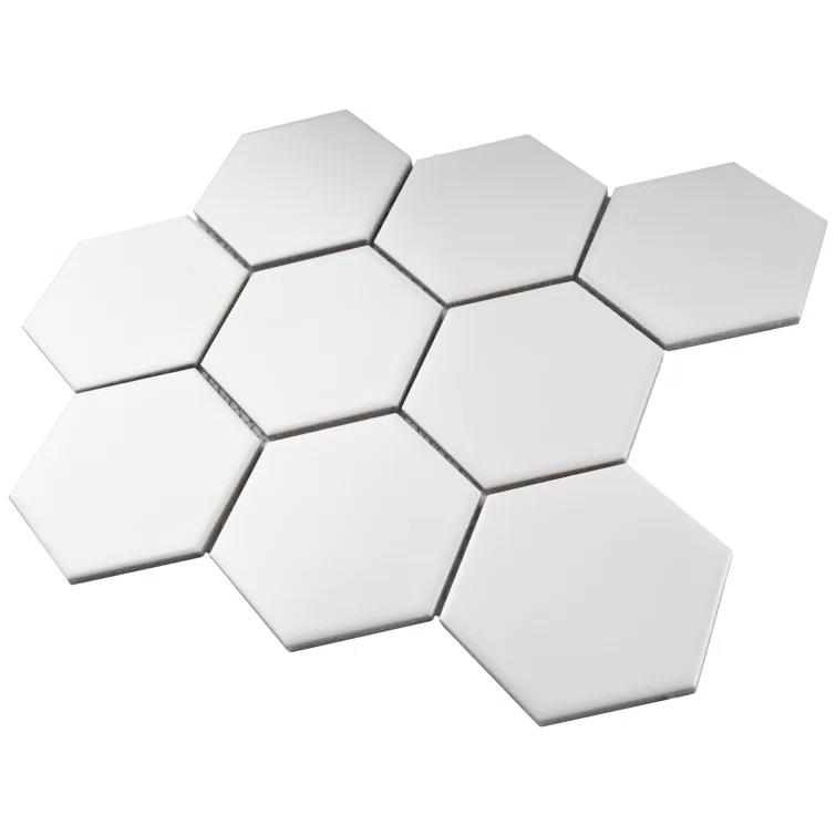 Supreme Tile Porcetile 10.08 in. x 11.64 in. Honeycomb Matte Porcelain Mosaic Wall and Floor Tile
