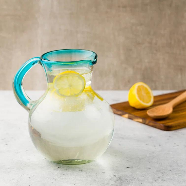 Ten Strawberry Street Rim Pitcher Handblown Mexican Glass