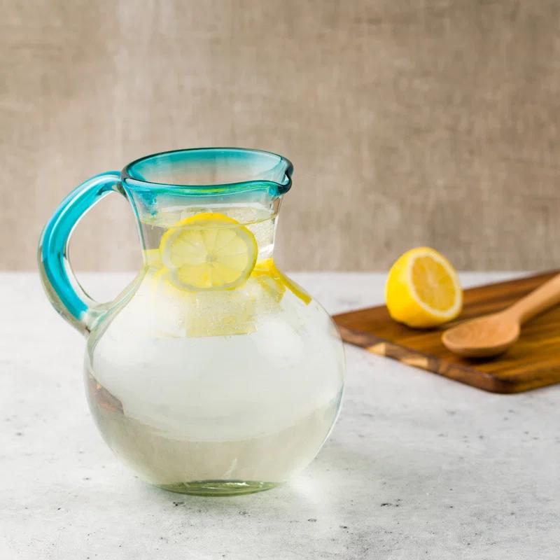 Ten Strawberry Street Rim Pitcher Handblown Mexican Glass