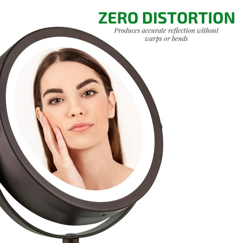 Ovente OVENTE 6" Lighted Makeup Mirror with 1X/7X Magnification, Cordless Tabletop Mount Vanity Round Mirror with 360° Swivel Design and Double Sided Cool Tone LED Ring Light, Antique Bronze MLT60ABZ1X7X