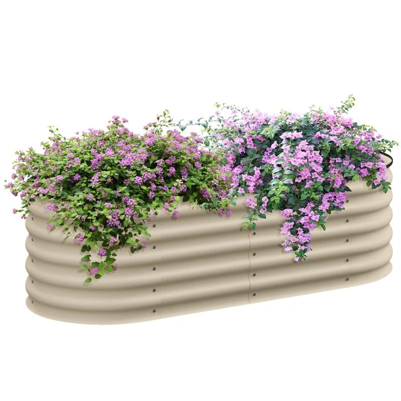 Arlmont & Co. Galvanized Raised Garden Bed Kit, Outdoor Metal Elevated Planter Box with Safety Edging, Easy DIY Stock Tank