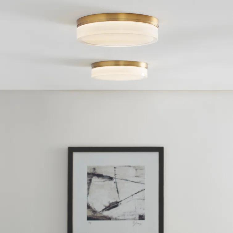 Satin Nickel Elegance LED Flush Mount with Pressed Glass Shade