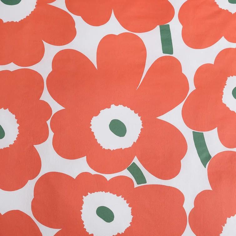 Marimekko Marimekko Unikko Green/White Organic Cotton Duvet Cover Set