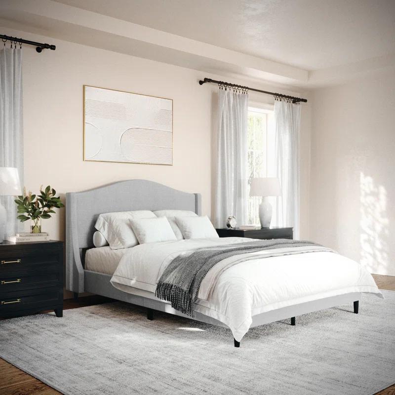 Martha Stewart Martha Stewart Amelia Upholstered Platform Bed With Curved Headboard