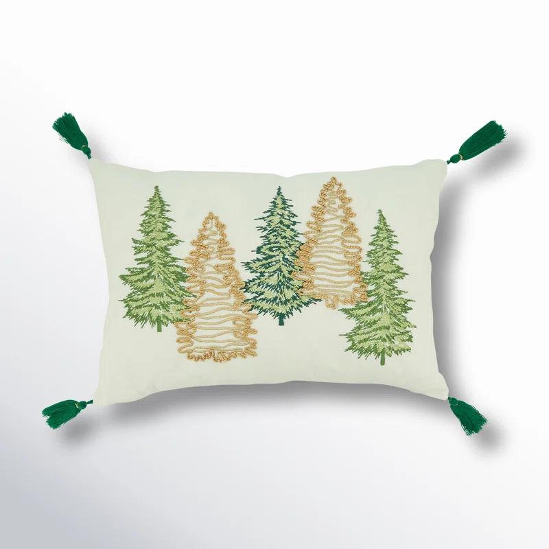 Merry Martinique Collection Tassels Cotton Lumbar Throw Pillow