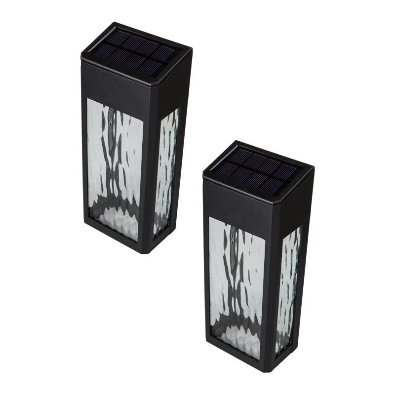 Classy Caps Black Powder Coated Aluminum Solar Powered Integrated LED Metal Deck Light (Set of 2)