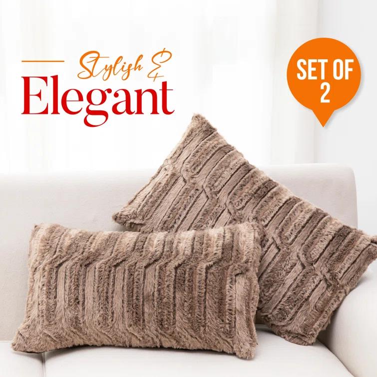 Cheer Collection Faux Fur Throw Pillow (Set of 2)