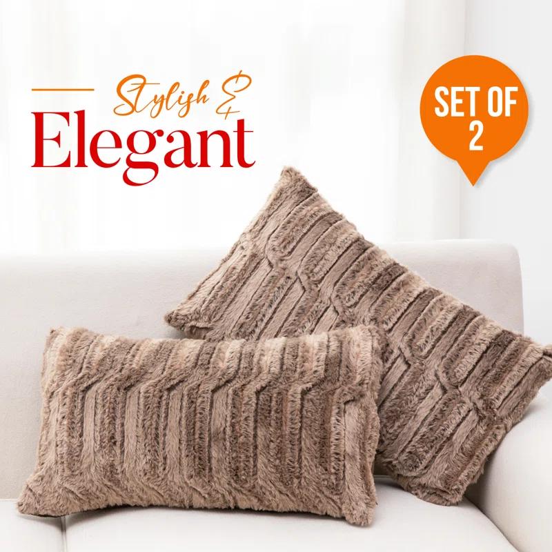 Cheer Collection Faux Fur Throw Pillow (Set of 2)