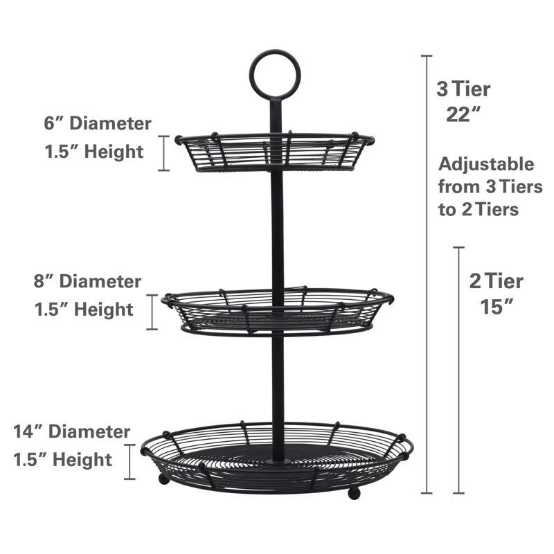 Gourmet Basics by Mikasa Gourmet Basics by Mikasa Tulsa Adjustable Pastry Serving Stand, 3-Tier, Black