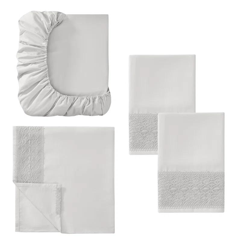 Modern Threads Modern Threads 4 Piece Microfiber Sheet Set – Soft Cooling Bed Sheets with Crochet Lace – Deep Pocket, Wrinkle Free, Breathable, Hotel Luxury Bedding