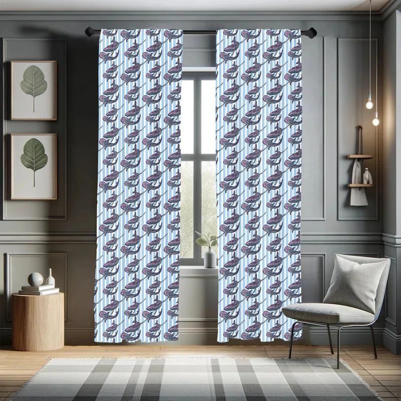 Ambesonne Whale Semi-Sheer Rod Pocket Curtain Panels | Wayfair