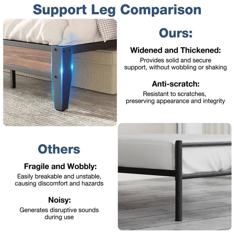 Ebern Designs Upholstered Bed Frame with Charging Station and Storage Headboard