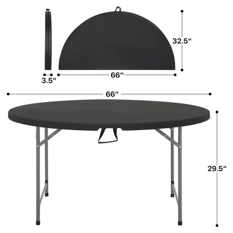 Magshion 5.5Ft Round Folding Table Portable Plastic Table With Handle Foldable Banquet Table For Dining Camping And Picnics