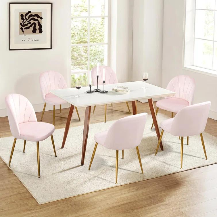 Everly Quinn Velvet Upholstered Stacking Side Chair (Set of 4)