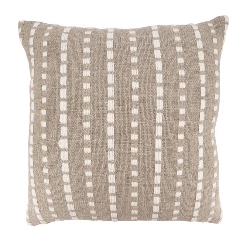 Saro Dudley Collection Striped Cotton Reversible Throw Pillow