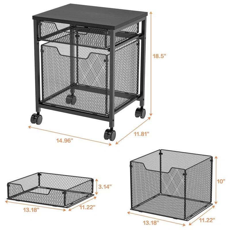 Rolling File Cabinet Cart,Printer Stand with 2 Drawers,Mobile Filing Cabinet on Lockable Wheels