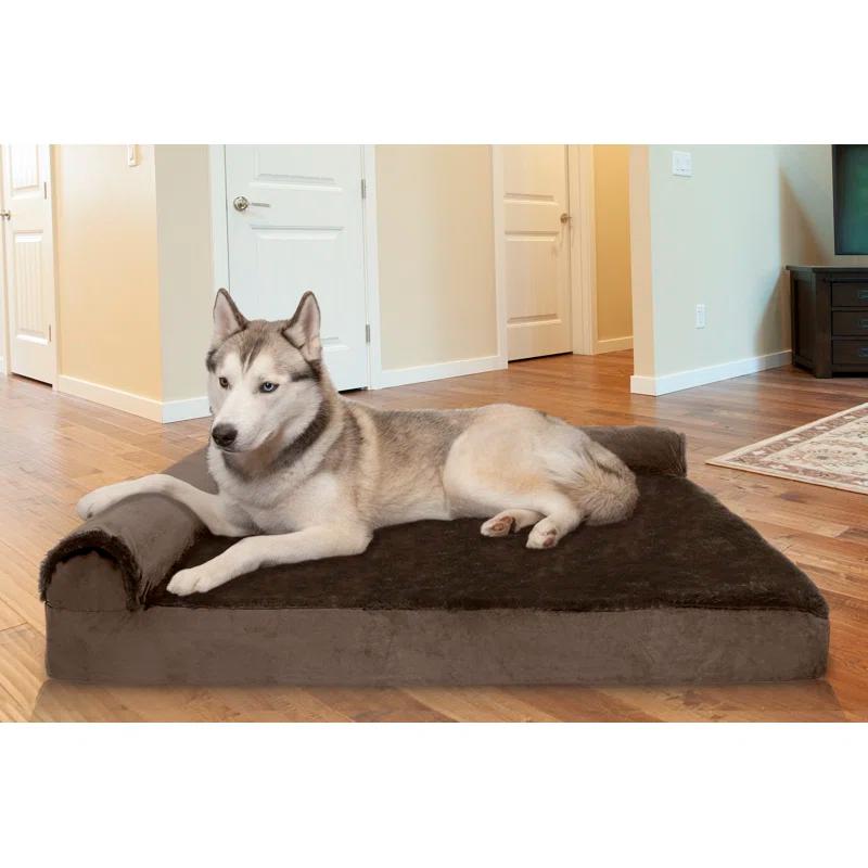 FurHaven Plush & Velvet Deluxe L-Chaise Orthopedic Pet Bed