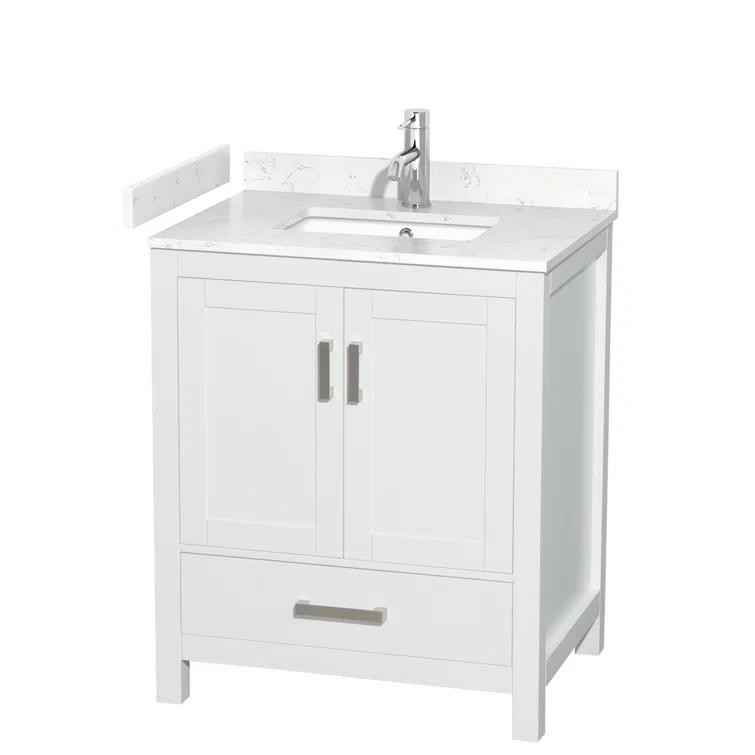 Wyndham Collection Sheffield 30" Freestanding Single Bathroom Vanity with Cultured Marble Top