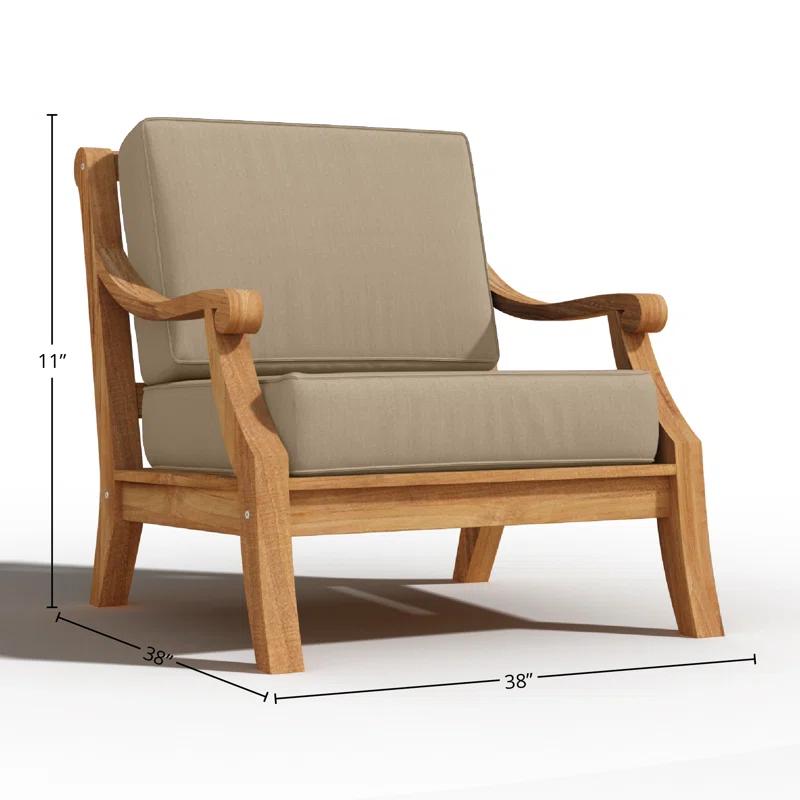 Curated Maison Adrien 4-Piece Teak Outdoor Patio Deep Seating Set with Sunbrella Cushions