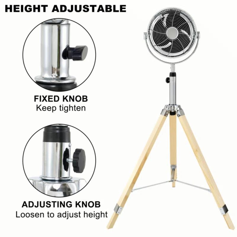 17 Stories Simple Deluxe Tripod Pedestal Fan, 3 Speed Adjustment, Multiple Wide Angle Standing Fan, Suitable For Bedroom, Living Room And Office, Silver-10 Inch, 10 Inch