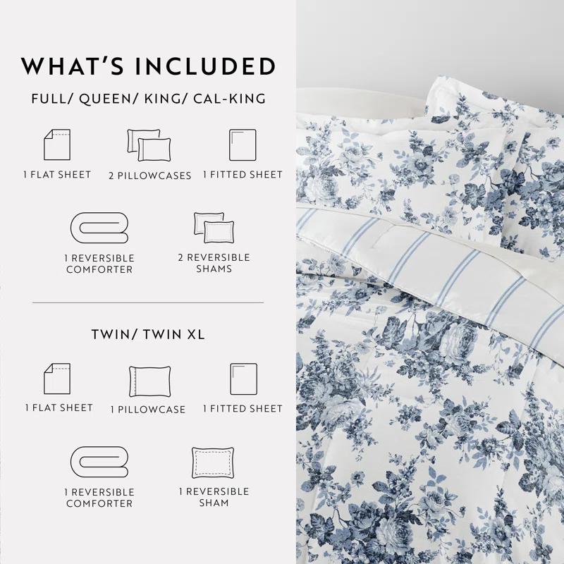 IEnjoy Home 7-Piece Bedding Bundle - Pattern Comforter and Sheet Set