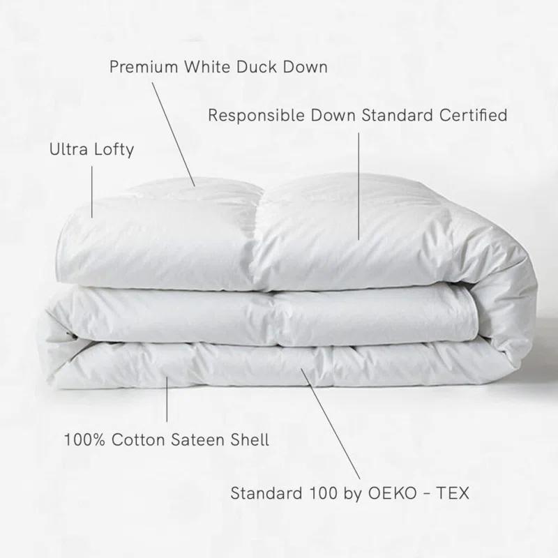 Lightweight 700 Fill Power Luxury White Duck Down Duvet Comforter Insert