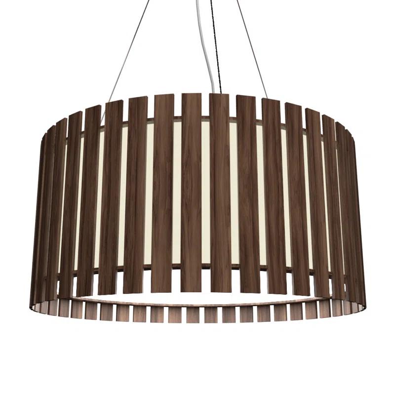Wood Dimmable LED Drum Chandelier