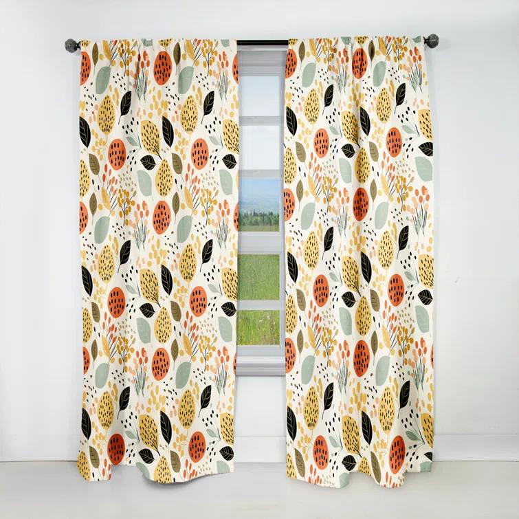 Design Art Soft Color Leaves Tropical Pattern I Polyester Blackout Single Curtain Panel Single Panel