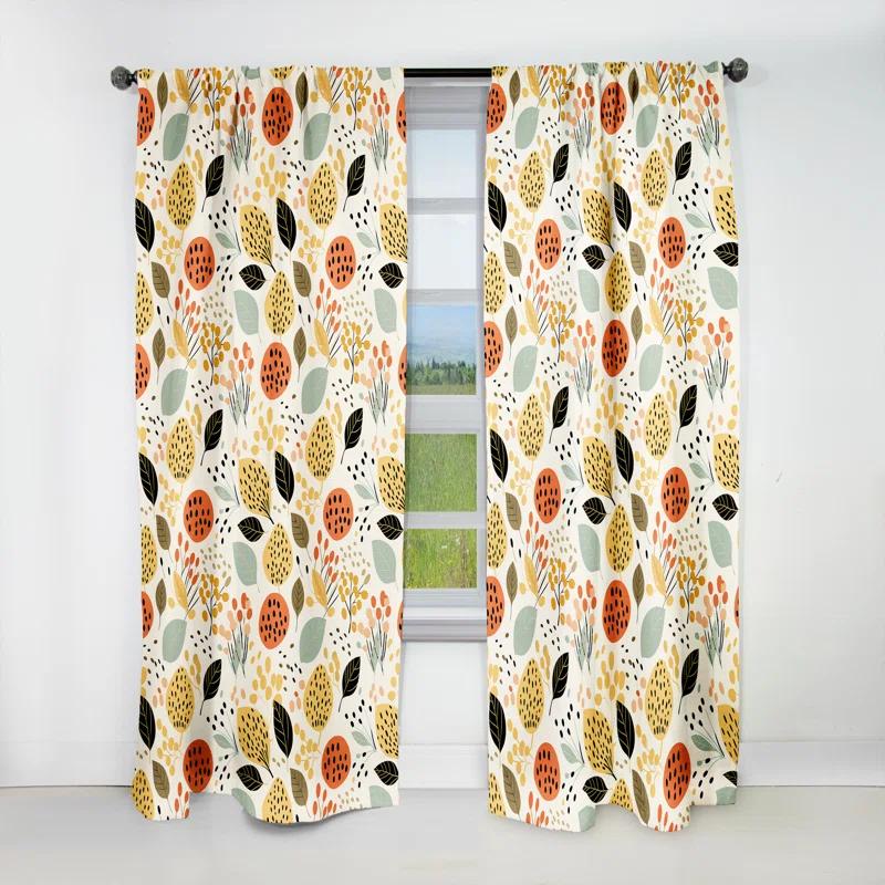 Design Art Soft Color Leaves Tropical Pattern I Polyester Blackout Single Curtain Panel Single Panel