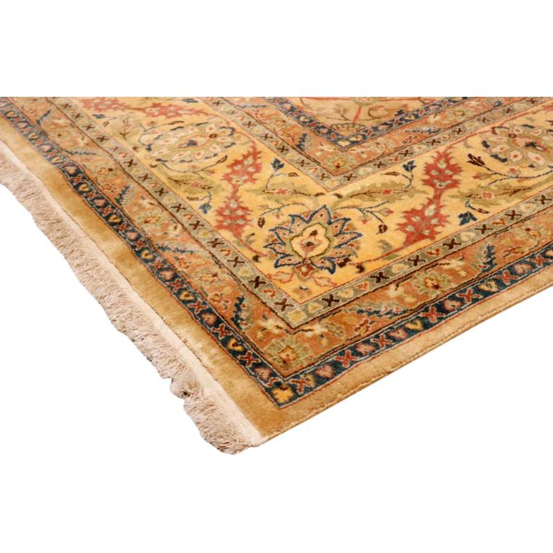 Pasargad Tabriz Oriental Hand-Knotted Wool/Silk Beige/Rust/Navy Area Rug