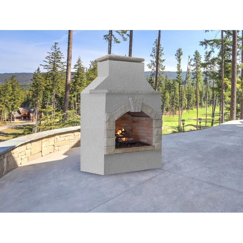 Cal Flame Square Stucco Propane Smokeless Outdoor Fireplace