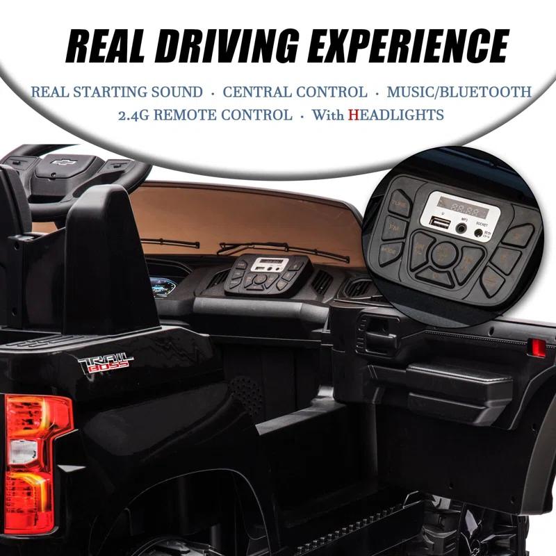 Hetoy 24V Ride On Car Truck Chevrolet Silverado Kids Electric Vehicle 2-Seater Battery Powered With Remote Control