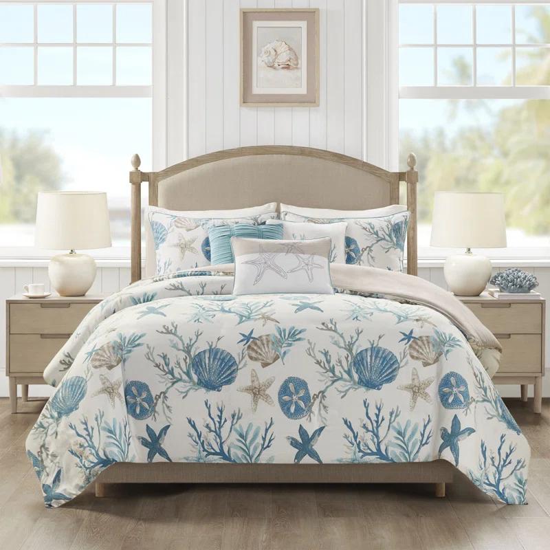 Madison Park Pebble Beach 6 Piece Cotton Sateen Coastal Duvet Cover Set