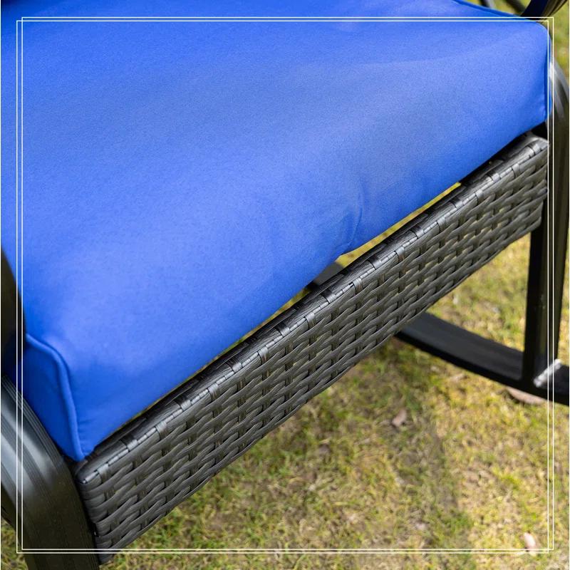 Mercer41 Outsunny Outdoor Wicker Rocking Chair with Padded Cushions, Aluminum Furniture Rattan Porch Rocker