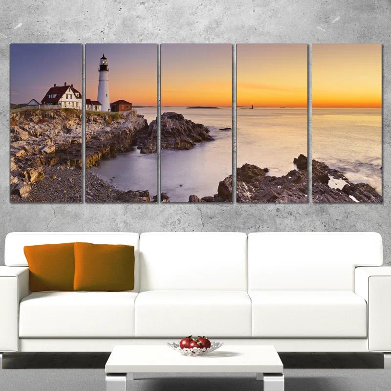 Design Art " Portland Head Lighthouse Maine " 5 - Pieces