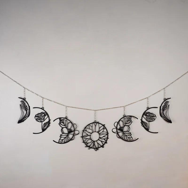 Floral Moon Phases Metal Wall Decor