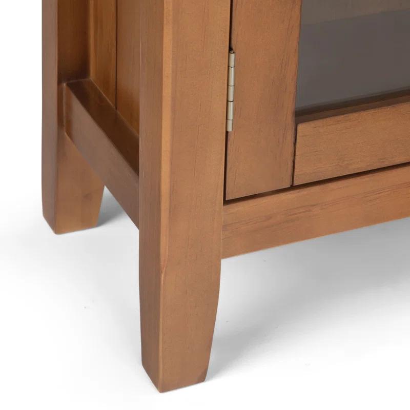 Simpli Home Acadian 36"W Solid Wood 2-Shelf Entryway Storage Cabinet with Glass Doors and 2 Drawers