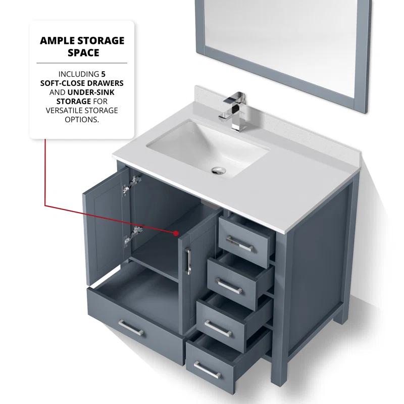Lexora Jacques 36 in. W x 22 in. D Left Offset Bath Vanity and Top