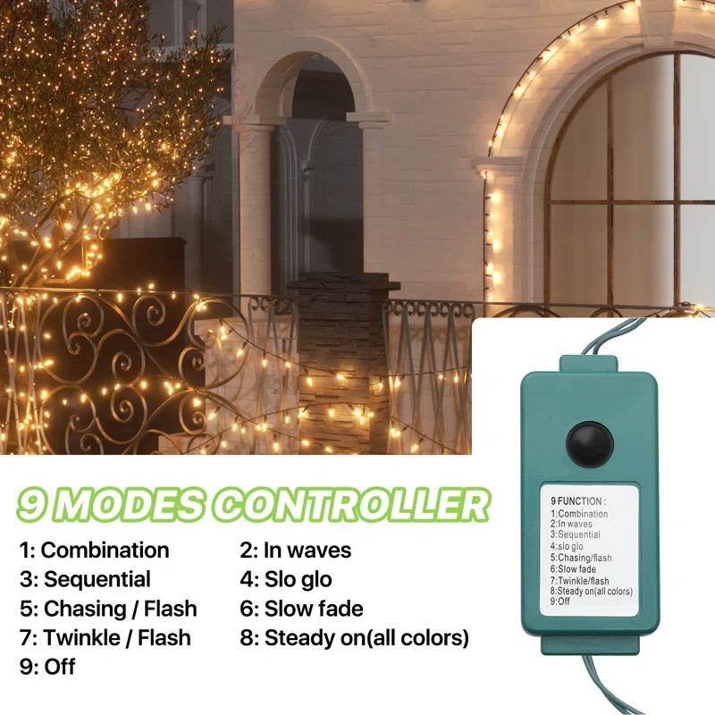 Bring Home Furniture 516" Halloween & Christmas Decorative 100-Bulb LED String Lights, Outdoor Waterproof, Reusable