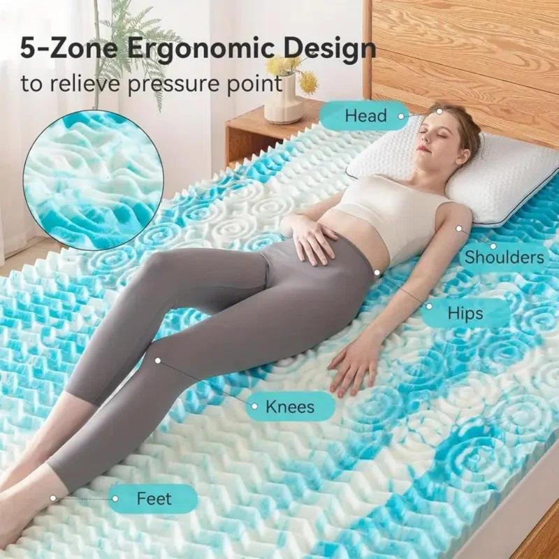 Alwyn Home 2 Inch Mattress Topper, 5-Zone Memory Foam Mattress Topper, Cooling Gel Mattress Topper, Topper For Pressure Relieve