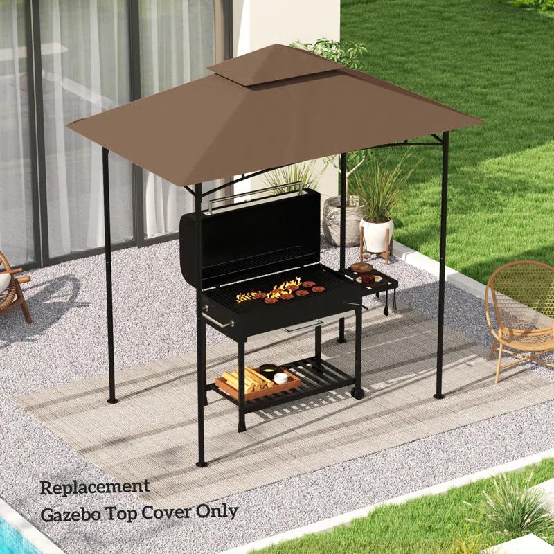 Outsunny Grill Gazebo Canopy Replacement Roof, UPF50+ Protected, 5' x 8' Outdoor BBQ Canopy Replacement Cover, Double Tiered Grill Canopy Replacement Cover, TOP COVER ONLY