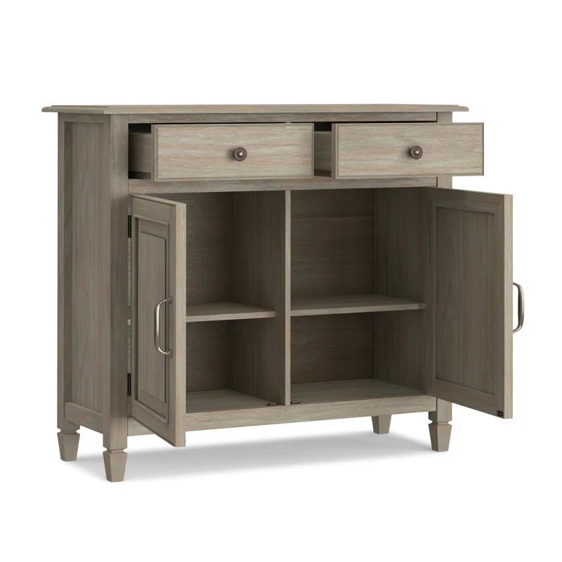 Simpli Home Connaught 40"W Solid Wood 2-Shelf Entryway Storage Cabinet with 2 Storage Drawers